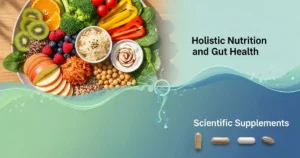 Holistic nutrition gut health dietary principles contrasted with evidence-based probiotics, prebiotics, and L-Glutamine for microbiome balance