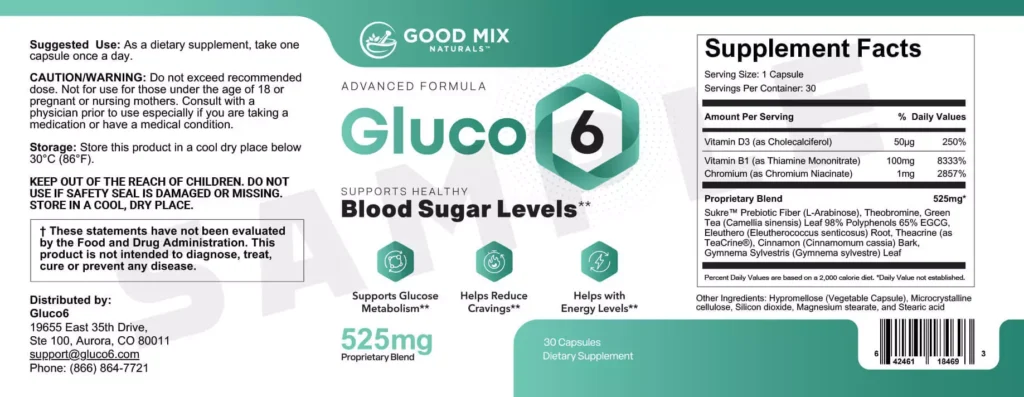 Gluco6 Supplement Facts